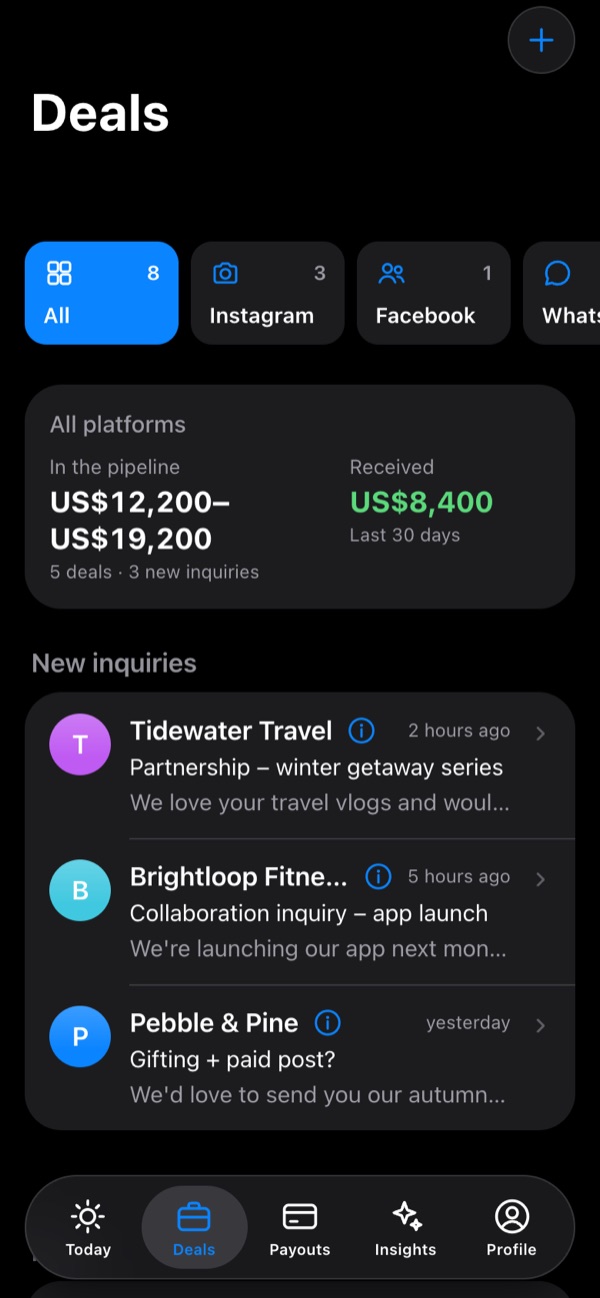 Deals screen
